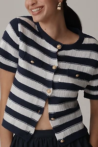 Sam Edelman Colleen Short-Sleeve Cardigan Sweater