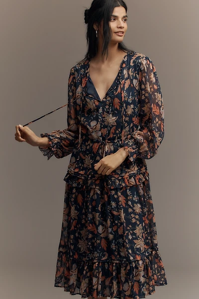 Sam Edelman Clarence Long-Sleeve V-Neck Midi Dress
