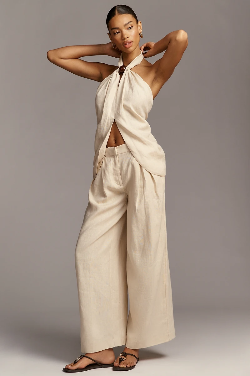 Faithfull The Brand Biba Linen Halter Top