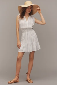 Rails Samina Linen Blend Smocked-Waist Mini Dress