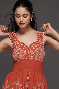 Rails Fawn Sweetheart Embroidered Eyelet Midi Dress
