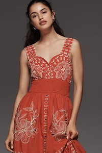 Rails Fawn Sweetheart Embroidered Eyelet Midi Dress