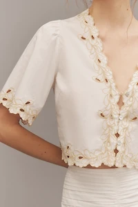 Rails Cataluna Short-Sleeve Embroidered Crop Top