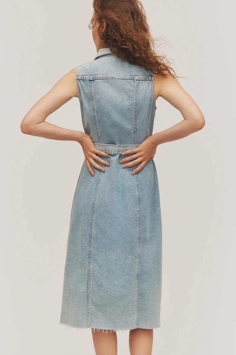 Rails Costa Sleeveless Belted Denim Midi Shirt Dress