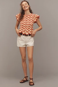 Rails Coen Flutter-Sleeve Crochet Knit Top