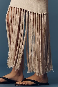 Rails Antonia Linen Blend One-Shoulder Knit Fringe Midi Dress