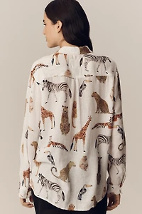 Rails Charlie Linen Blend Printed Buttondown Shirt