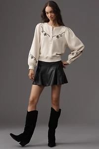 Rails Hanne Embroidered Half-Placket Sweatshirt