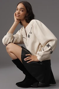 Rails Hanne Embroidered Half-Placket Sweatshirt