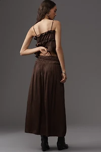 Rails Nara Crinkled Satin Midi Skirt