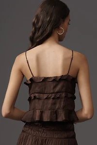 Rails Ortona Ruffled Satin Tank Top