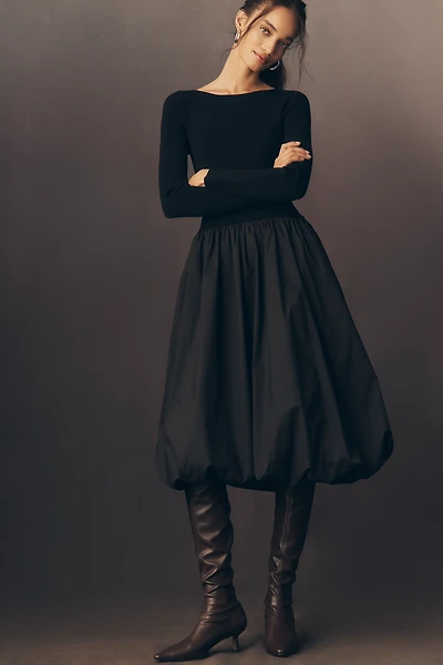 Rails Romana Knit Bubble-Hem Midi Dress