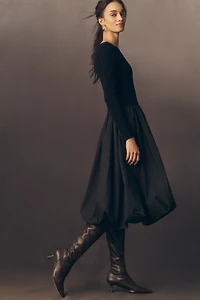 Rails Romana Knit Bubble-Hem Midi Dress