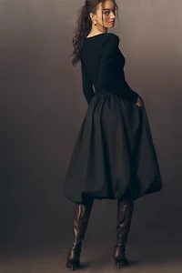 Rails Romana Knit Bubble-Hem Midi Dress