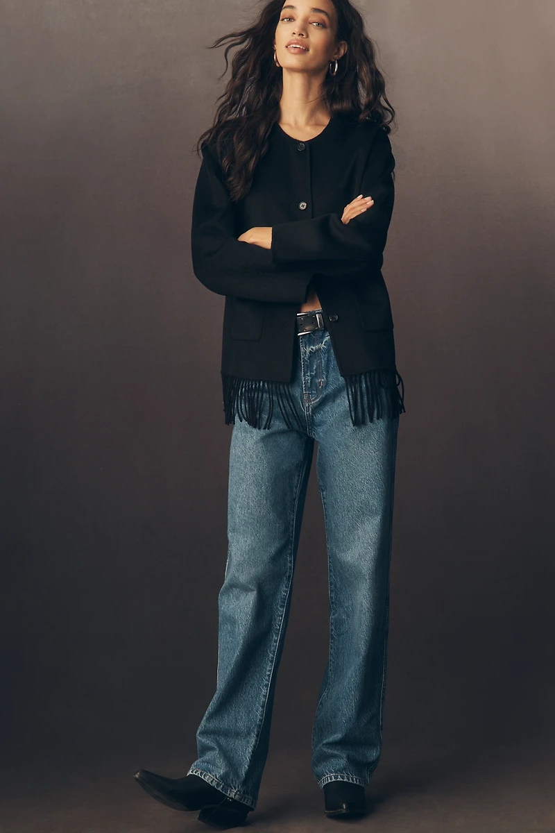 Rails Tomoko Fringed Wool-Blend Buttondown Jacket