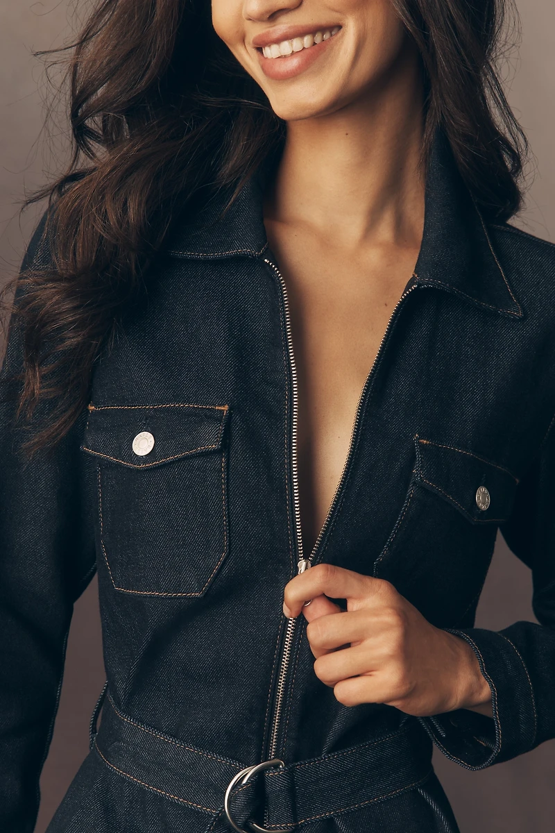 Rails Jefferson Zip-Front Denim Mini Dress