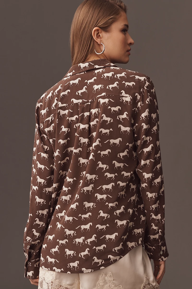 Rails Kate Long-Sleeve Silk Buttondown Blouse