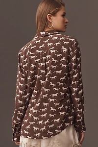 Rails Kate Long-Sleeve Silk Buttondown Blouse