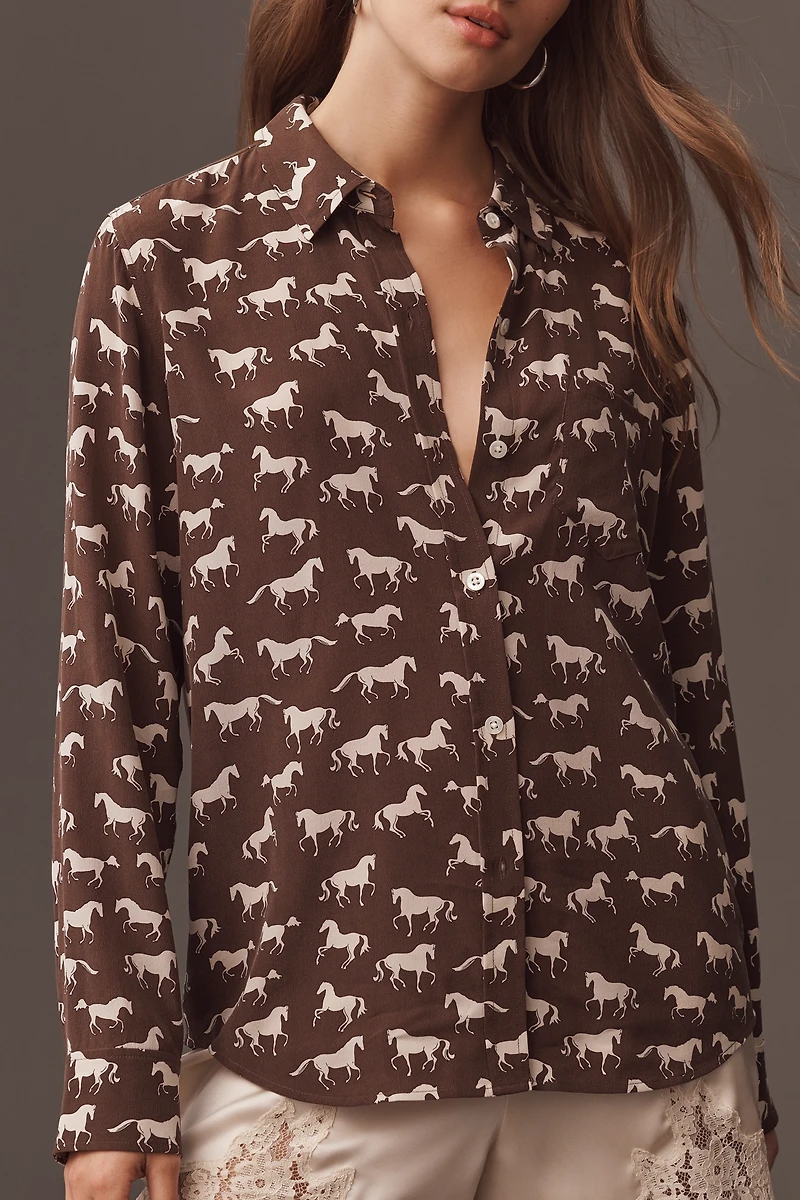 Rails Kate Long-Sleeve Silk Buttondown Blouse