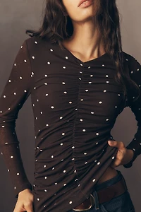 Rails Georgina Long-Sleeve Ruched Knit Top