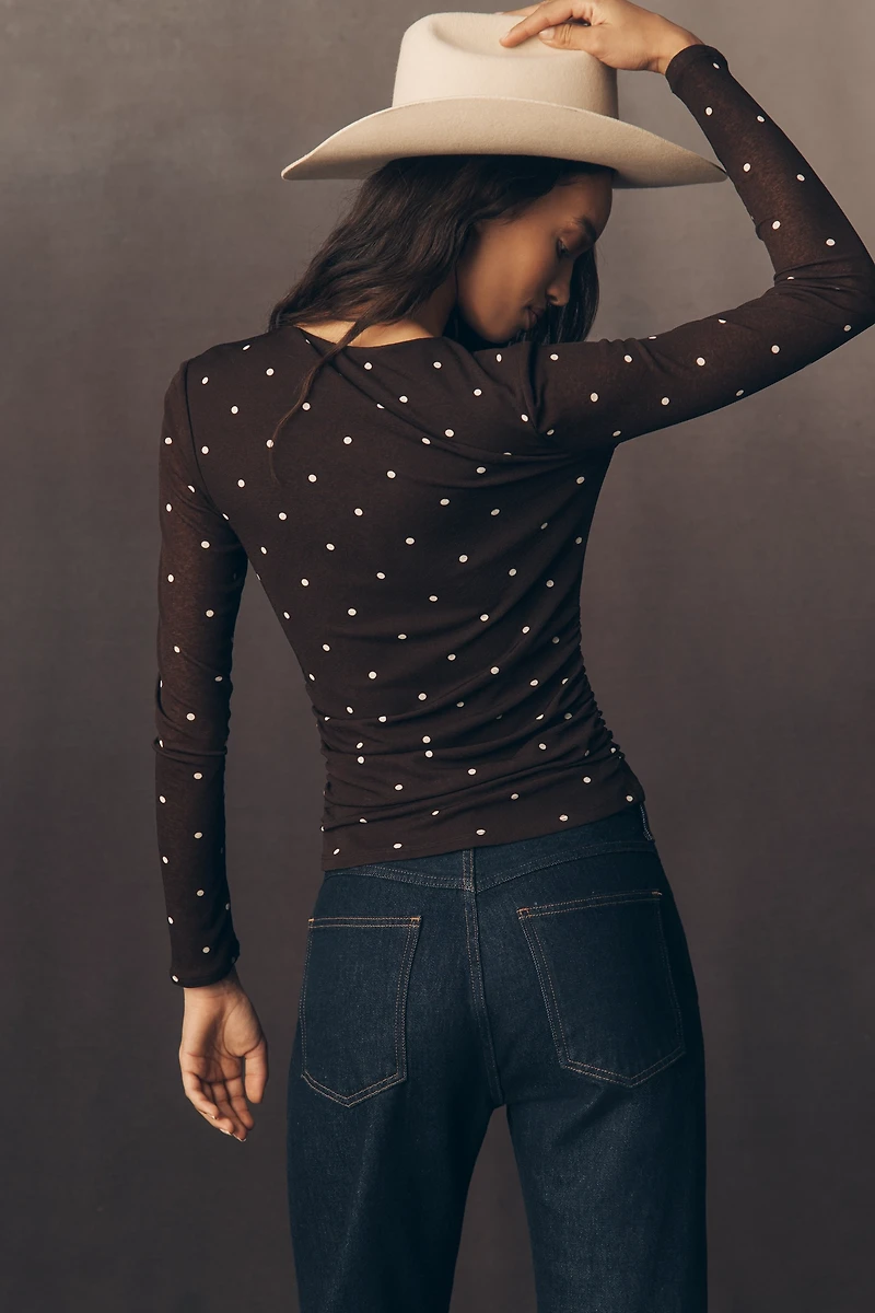 Rails Georgina Long-Sleeve Ruched Knit Top