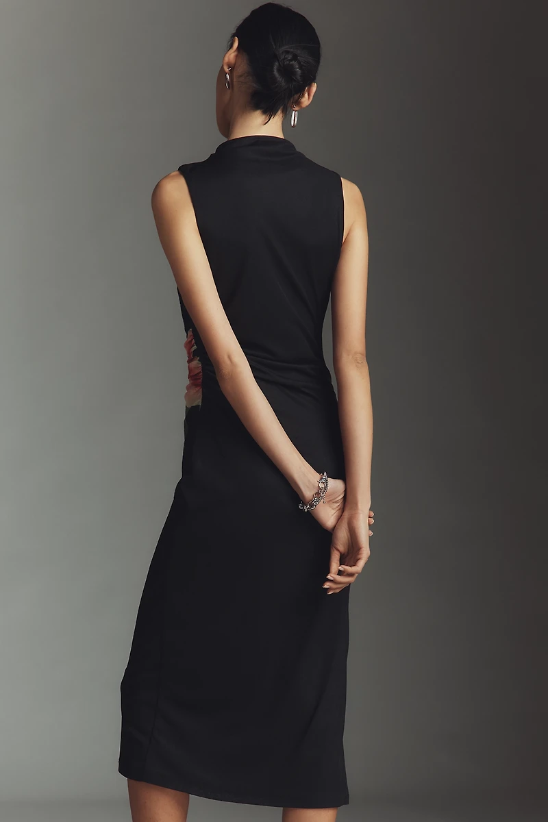 Rails Rebecca Ruched High-Neck Midi Dress