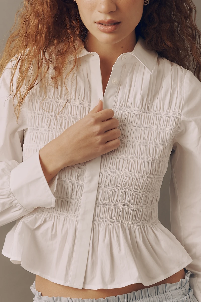 Rails Bradshaw Cotton Shirred Buttondown Shirt