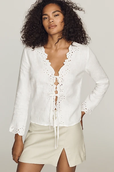 Rails Fleur Linen Tie-Front Blouse
