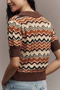 MOTHER The Short-Sleeve Knit Polo Top