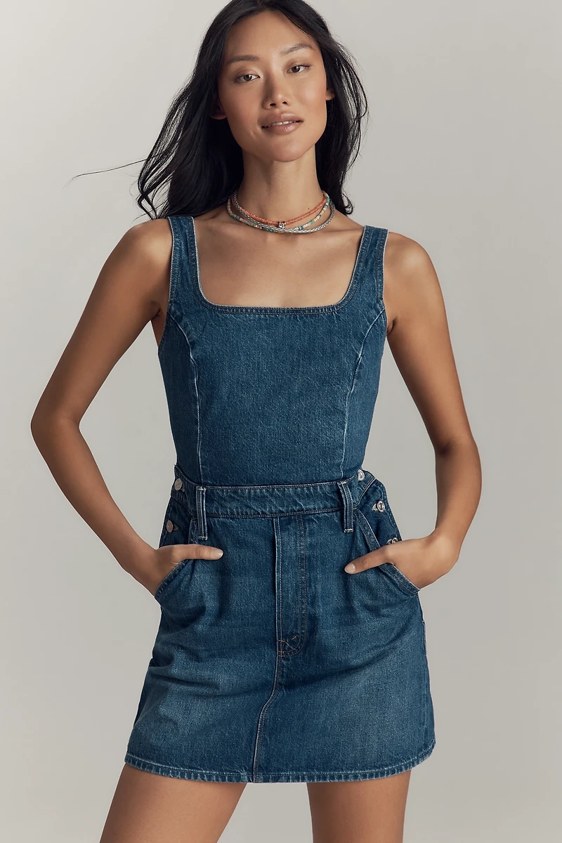 MOTHER The Over It Denim Mini Dress