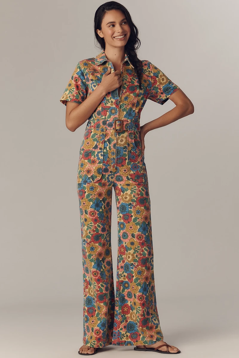 MOTHER The Hustler Roller Short-Sleeve Jumpsuit