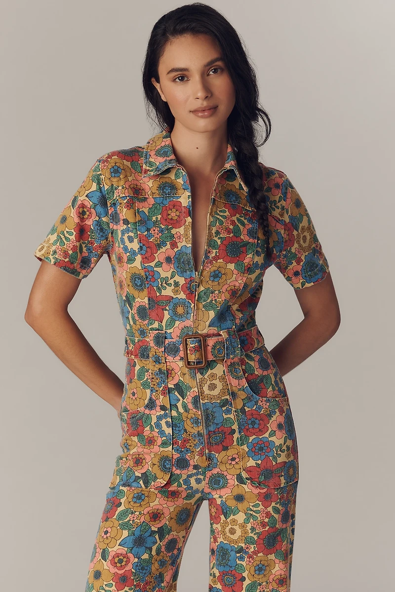 MOTHER The Hustler Roller Short-Sleeve Jumpsuit