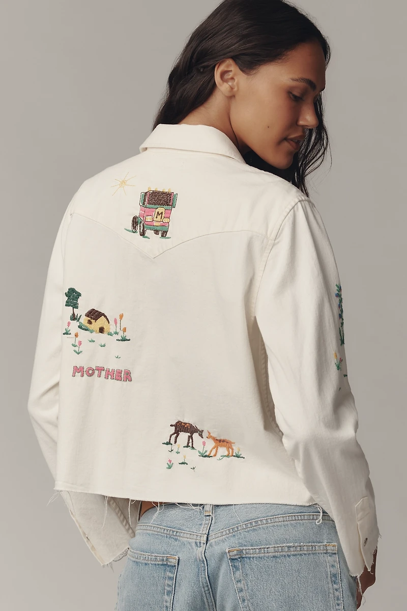 MOTHER The Super Ex's Crop Fray Buttondown Shirt
