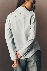 MOTHER All My Exes Embellished Denim Buttondown Shirt
