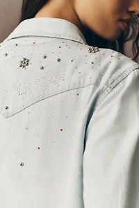 MOTHER All My Exes Embellished Denim Buttondown Shirt