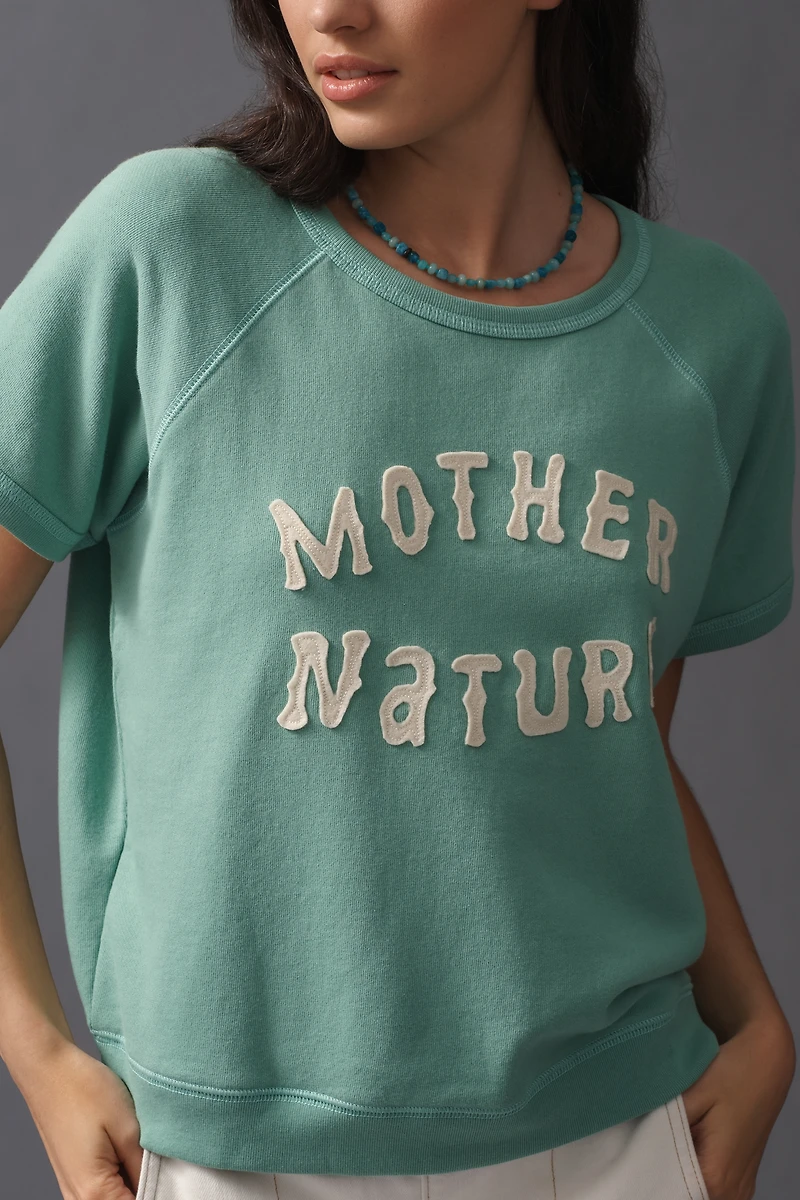 MOTHER The Short Sleeve Cotton Sweatshirt