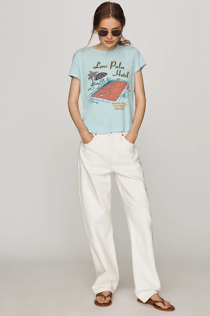 MOTHER Lil Sinful Cotton Linen Graphic Tee