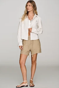 MOTHER The Cropped Bestie 100% Cotton Buttondown Shirt