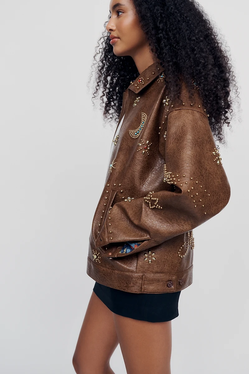 MOTHER The Zip It Faux-Leather Jacket