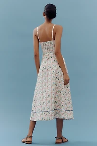 Rachel Antonoff Harper Linen Cotton Blend Printed Midi Dress