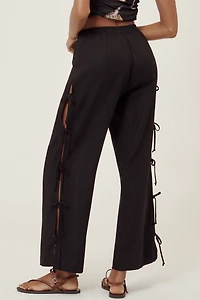 Lisa Says Gah Evelyn Linen-Blend Tie Pants