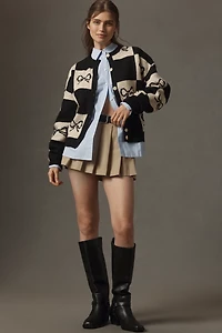 Lisa Says Gah Bow Check Cardigan Sweater