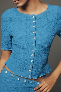 Lisa Says Gah Textured Button Front Top