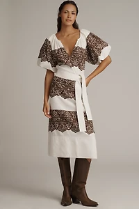 THE GREAT. Fairground Short-Sleeve Midi Dress