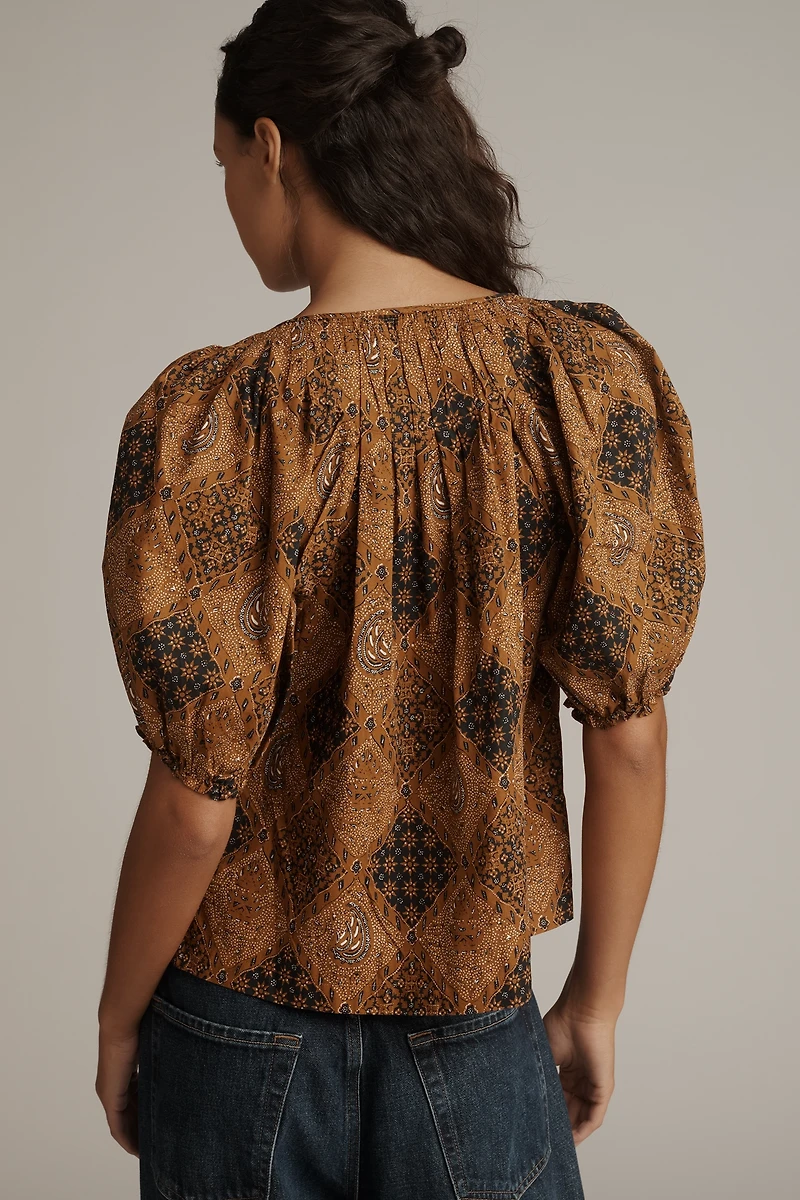 THE GREAT. Moorland Puff-Sleeve Top