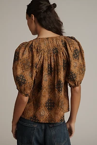THE GREAT. Moorland Puff-Sleeve Top
