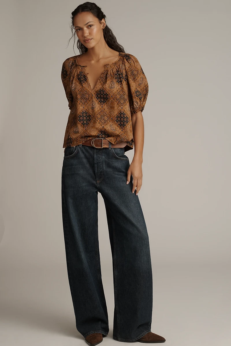 THE GREAT. Moorland Puff-Sleeve Top