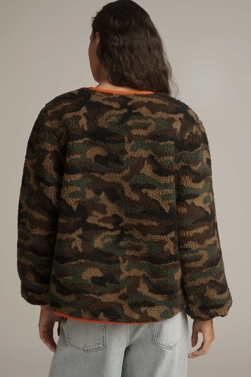 THE GREAT. Reversible Plush Bomber Jacket