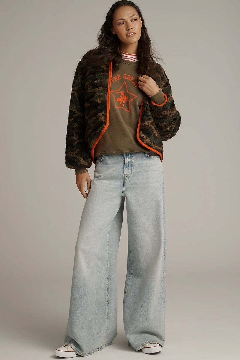 THE GREAT. Reversible Plush Bomber Jacket