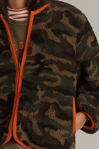 THE GREAT. Reversible Plush Bomber Jacket